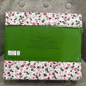 Kate Spade NY Percale Cotton Floral Pattern Multicolored 3 Pc Twin Sheet NWT